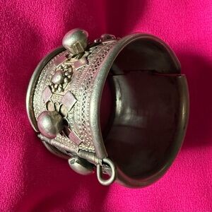 Antique Ethiopian silver Cuff H:2.5” Circumference:8” Inner Diameter:2.5”
